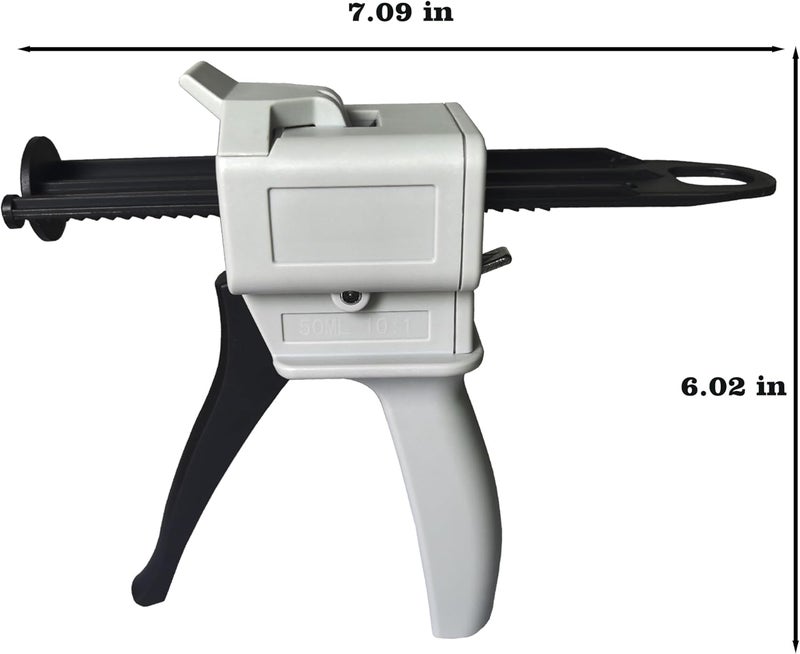 anquanhepro Dispenser Gun, 50ml Dispensing Gun Kit Impression Mixing Dispensing Dispenser AB Gun 1:1/1:2/10:1 or 55ML Single (50ML-10:1) - Image 2